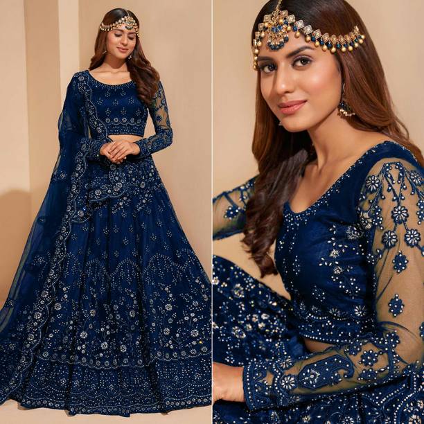 Cute Fellow Embroidered Semi Stitched Lehenga Choli - Image 3