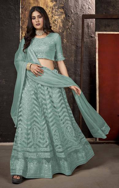 Cute Fellow Embroidered Semi Stitched Lehenga Choli - Image 3