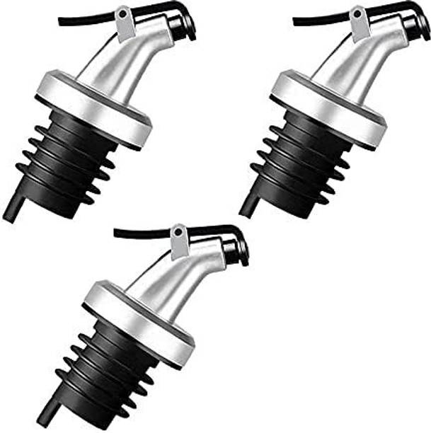 MOOZICO Oil Dispenser Nozzle Bottle Cap Plastic Bottle Stopper Leak-Proof Pour Spout Cap Steel, Silicone Bottle Stopper