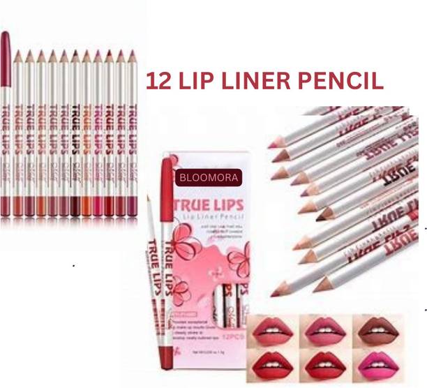 BLOOMORA Lip Liner Pencil For Girls (12 pencils) - Easy to Apply, Bold Results