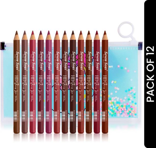 Seven Seas HD Sharp Line Lip Liner Transfer-proof Highly Pigmented Lip Liner (Pack Of 12)