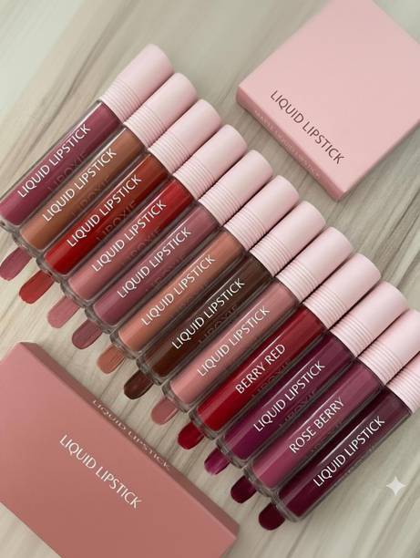 LIPOXIE Liquid Matte Mini Lipstick Combo Pack of 12 Long Lasting Transfer Proof Set