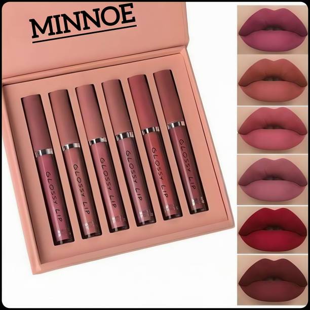 MINNOE Non Transfer Waterproof Longlasting Liquid Matte Mini Lipstick Combo Pack Of 6