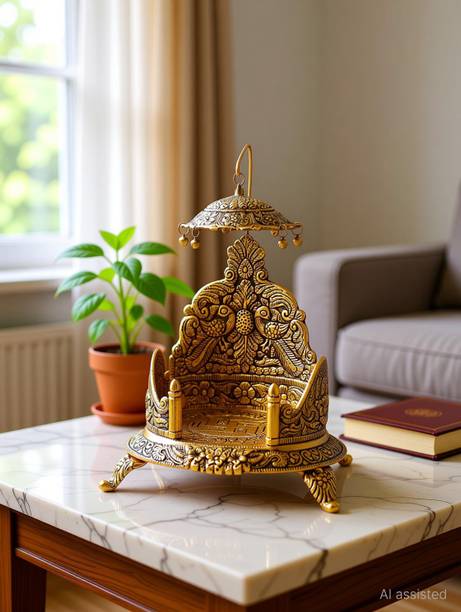 DARIDRA BHANJAN Metal Krishna Sihasan, Laddu Gopal Singhasan For Home Metal Home Temple Jhula