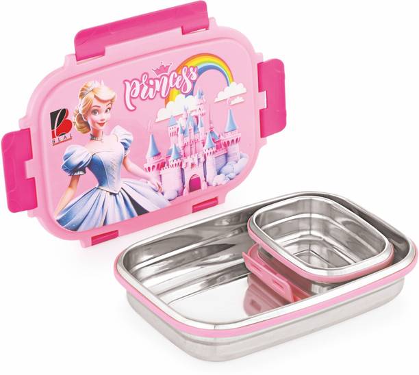 BLAL PrincePink-003 2 Containers Stainless Steel College Lunch Box