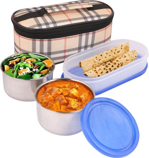 Topware New Smart steel lunchbox(750ml) 3 Containers Stainless Steel Office Lunch Box