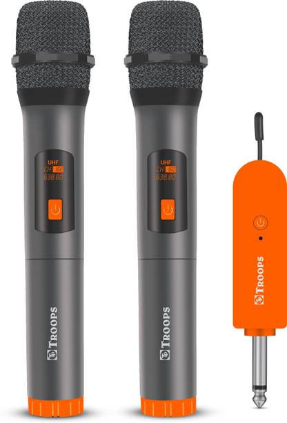 TP TROOPS Professional Dual Wireless Microphone Set with Rechargeable Receiver Microphone