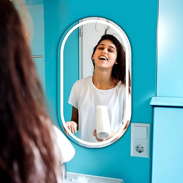 SANIF Capsule LED Mirror For Bathroom||Size 18x24||Decorative Mirror with Lights Bathroom Mirror