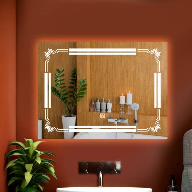 SAHAJ PLASTO Led mirror for bathroom Elevate Your Decor with 3 colour led light 18x24 Inch Bathroom Mirror