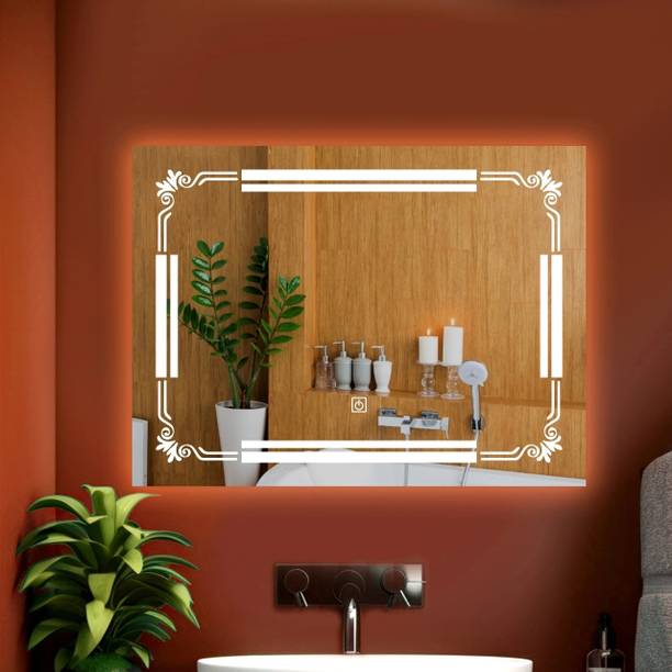 SAHAJ PLASTO Led mirror for bathroom Elevate Your Decor with 3 colour led light 18x24 Inch Bathroom Mirror