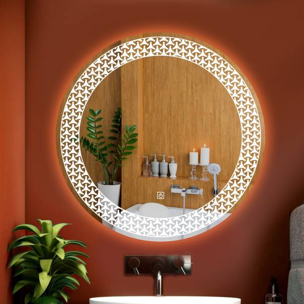 SAHAJ PLASTO LED lighted wall Decorative, 24" X 24" for Wash basin, Make up Bathroom Mirror