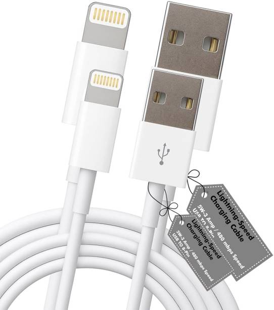 powertronics Lightning Cable 1.2 m USB to Lightning Cable (Pack of 2) 27W,[MFi Certified With 2 YEARS WARRANTY*] Fast Charger Cable USB Delivery Cord for IPH0NE 14/13/12/11/XS/XR/X/8/Plus.