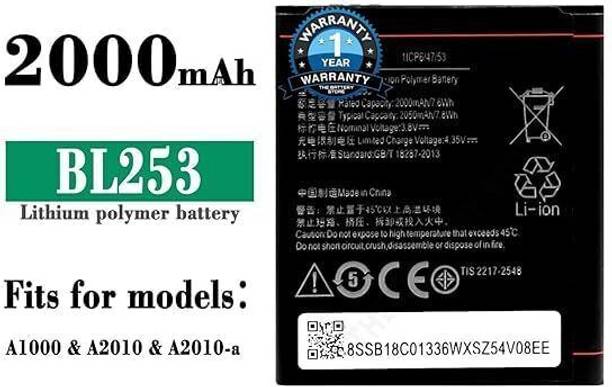QCWITRO Mobile Battery For  Lenovo BL253 Original Mobile Battery for Lenovo A2010, A1000 with 1 Year Warranty