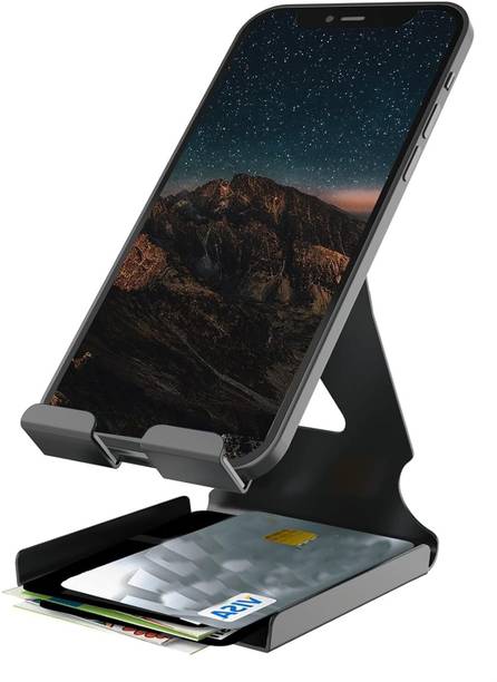 GizmoGrid Mobile Stand | Inbuilt Cable Organiser and Card Holder | Rubber Protection Mobile Holder