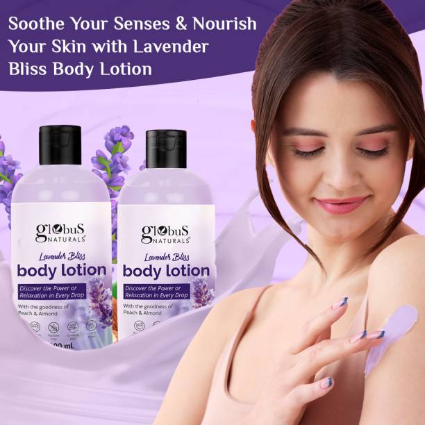 Globus Naturals Lavender Bliss Body Lotion, Enriched with Peach and Almond Extracts