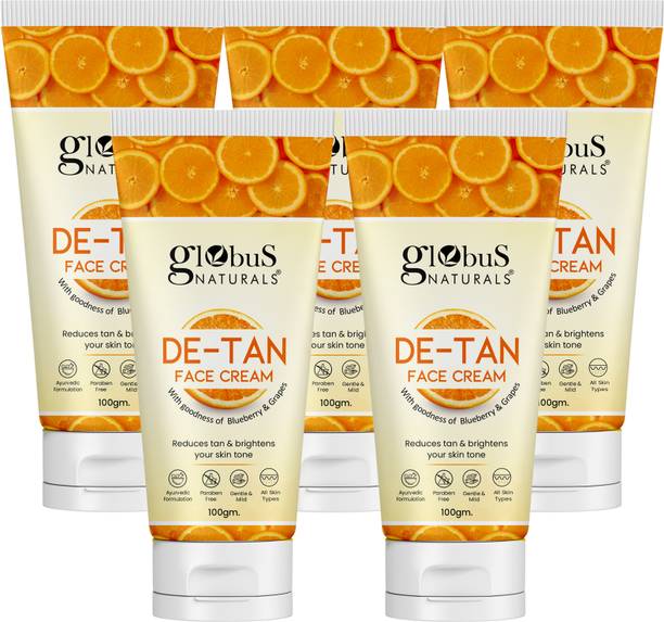 Globus Naturals De Tan Face Cream, Tan Removal, 100 gm, Set of 5