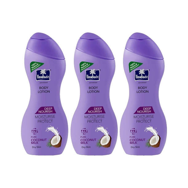 Parachute Advansed Deep Nourish Body Lotion, With Pure Coconut Milk, 72h Moisturization 250ml x 3 750 ml