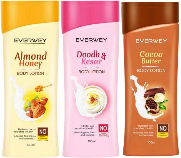 Everwey Moisturizing Almond Honey, Doodh Kesar & Cocoa Butter Body Lotion