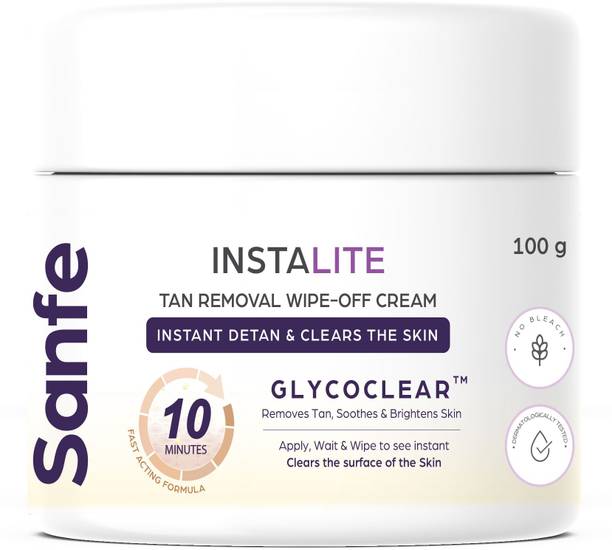 Sanfe Instalite Detan Wipe Off Body Cream Tan Removal Detan Cream 1 Tone Brighter Skin