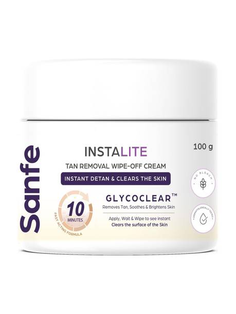 Sanfe Instalite Detan Wipe Off Body Cream Tan Removal Detan Cream 1 Tone Brighter Skin