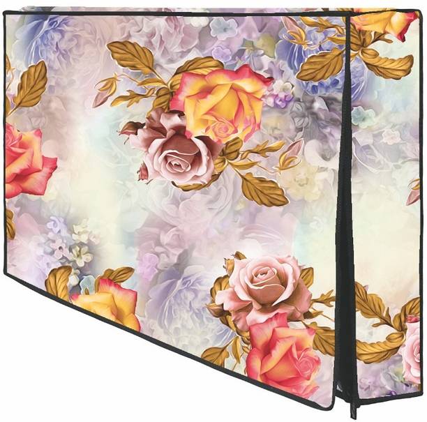 CHHAVI HANDLOOM for 55 inch led tv cover design for all major brand  - PVC Printed LED TV Cover 55 inch Gold Flower