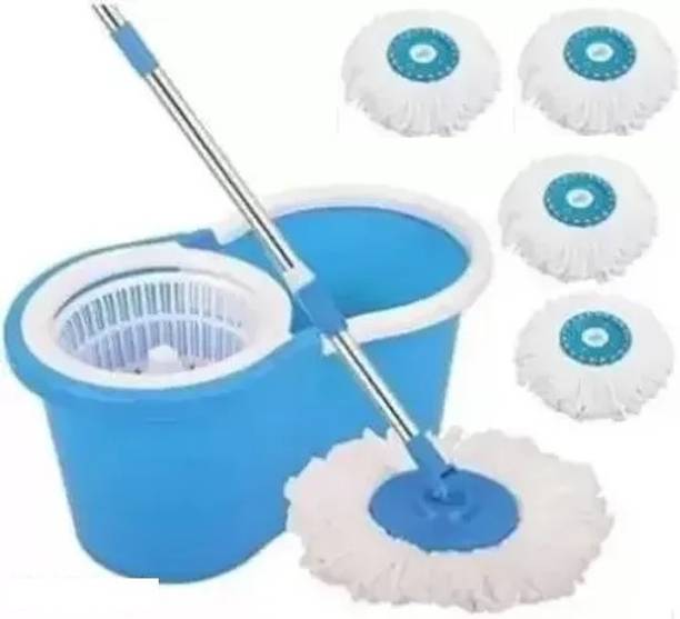 Ayush Premium Basket 360° Self Spin with Rotating Head with 4 extra refill Mop Set