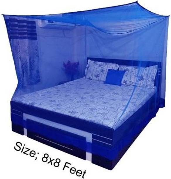 ZIMBLE Polyester Adults Washable Square Hanging (8x8) King Size Bed Mosquito Net