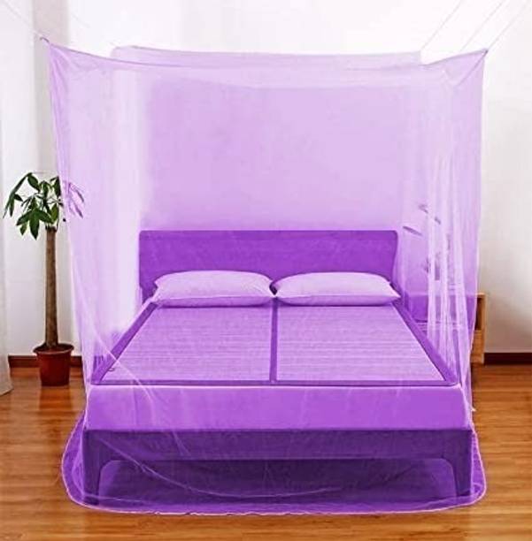 ZIMBLE Cotton Adults Washable Mosquito net 6.5x6.5 ft(Purple) - Foldable Flexible for double size Bed Mosquito Net