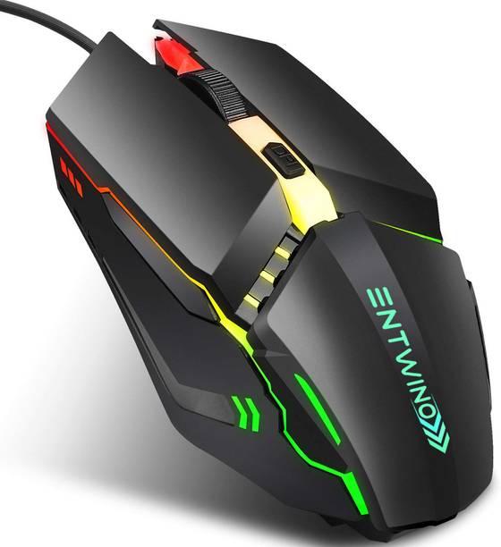 ENTWINO X3 Colorful Mechanical Gaming Mouse, DPI Button, 7 Colors Light Wired Ambidextrous Optical  Gaming Mouse