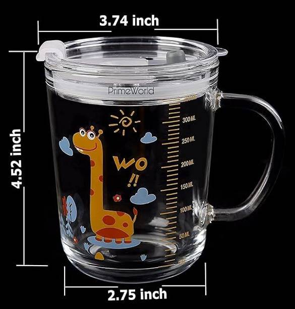 Weaminy 300 ml Glass with Handle and Silicon Straw Glass Coffee Mug