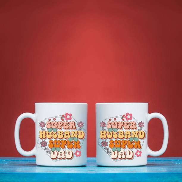 VIHAAN Super Husband Design Ceramic Coffee for Father's Day, Birthday, or Christm Ceramic Coffee Mug