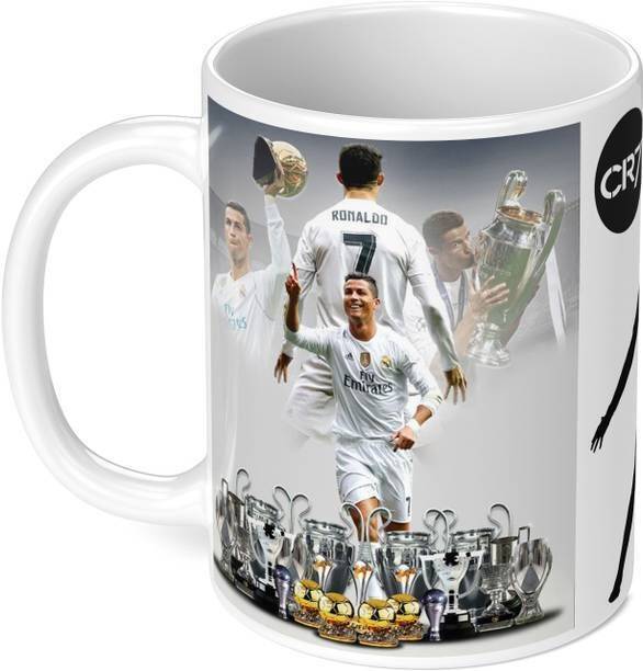 Manorath Ronaldo Gold White Printed Ceramic Coffee mug Ceramic Coffee Mug