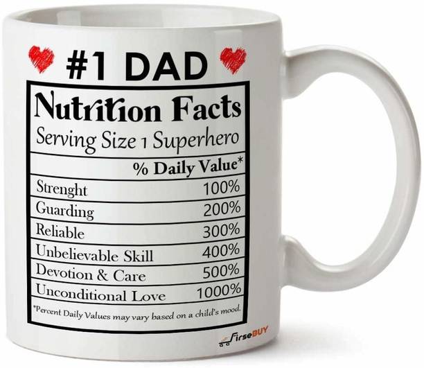 FirsseBUY Coffee for Dad - Funny Nutrition Facts Birthday Anniversary_1602 Ceramic Coffee Mug