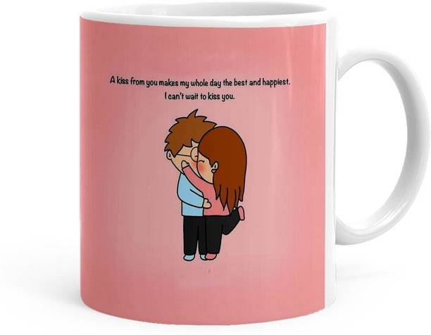 Vasu Enterprises A Kiss From You Quote Printed Gift Set(P24-097) Ceramic Coffee Mug