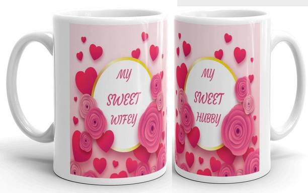 Tanisha Craft My Sweet Wifey Hubby Printed Couple Coffee Tea Cup for Husband, Wife On Marria Ceramic Coffee Mug