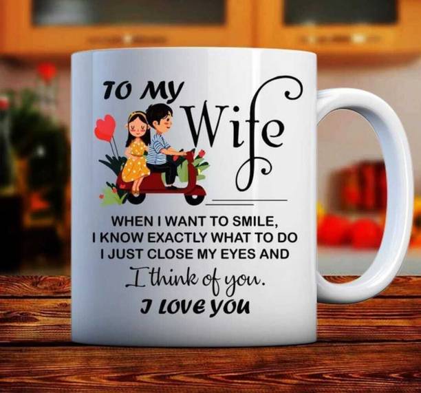 Yashukraft To My Wife Printed Ceramic Coffee | Romantic Gift for Wife Ceramic Coffee Mug