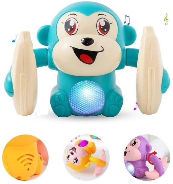 Galactic Dancing and Spinning Rolling Toy Voice Control Banana Monkey (Pack of 4 Monkey )