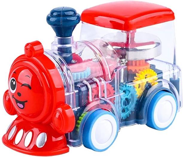 Dherik Tradworld Plastic Push and Go Transparent Gear Train Engine Toy for Kids,