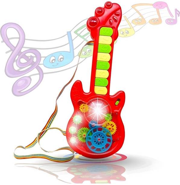 Xcillince Toys Guitar Toy with Colorful Buttons, Flash Lights & Melody Sounds