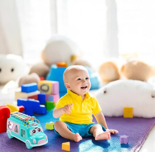 Ruffo Kids Educational Activity Bus Toy with Shape Sorter & Music