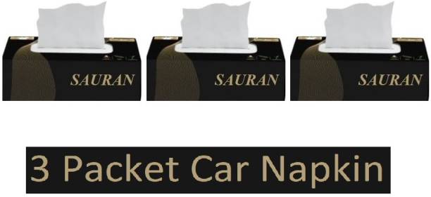 Sauran Pack Of 3 (2 Ply) Soft Tissue Paper Box For Car, Home, Office (CN7)_FP White Paper Napkins