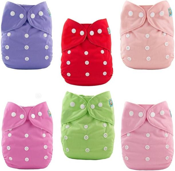 Aldeco Pack of 6-Baby Multicolor Pocket Diaper / Adjustable or free size Cloth Pocket Diaper/Nappy for child of 0-24months with No insert pad