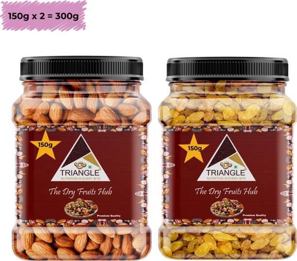 triangle Dry fruits combo pack of Almonds Raisins | Badam Kishmish (150x2) 300 GM| Almonds, Raisins