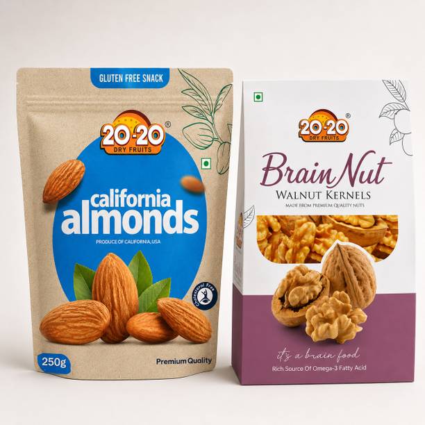 20-20 DRY FRUITS BADAM-CF-250-AKROT-GIRI-BRAINNUT-250 Almonds, Walnuts