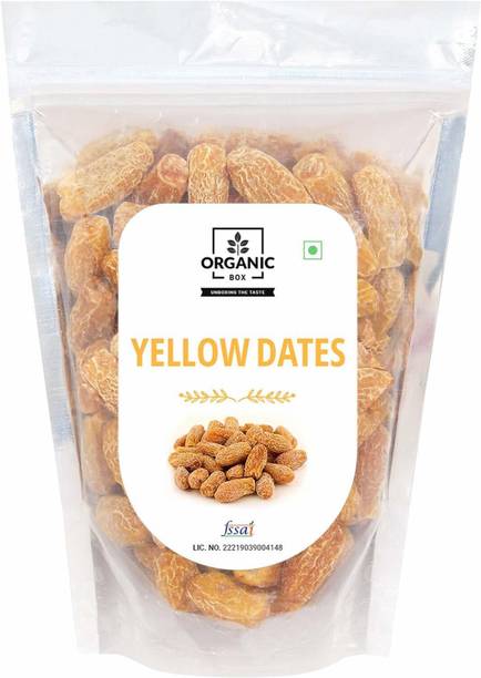 Organic Box Dry Dates- Yellow / Sukha Khajoor / pila chuara, 900 Gram Dry Dates