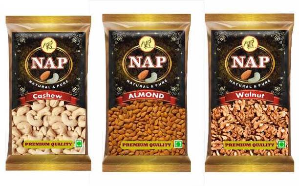 Nap Dry fruits combo pack of | Akhrot Kaju Badam 750 GM (3 x 250 g) Cashews, Almonds, Walnuts