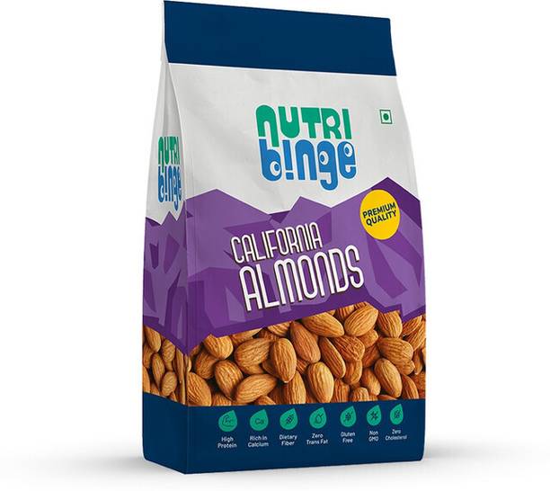 NUTRI BINGE Premium California Almonds, Whole, Raw, Unsalted, Natural, Unroasted Nuts Almonds