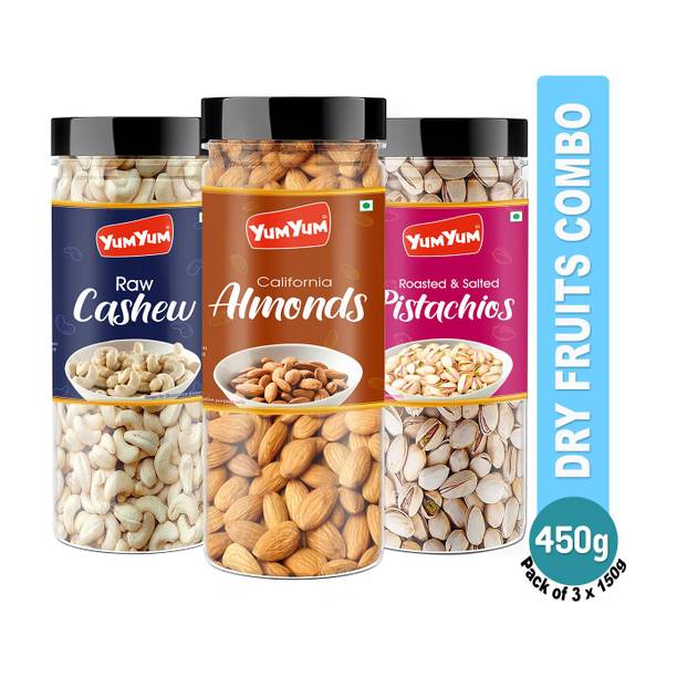 YUM YUM Almonds Cashews Pista Mix Nuts Dry Fruits Combo Offer Almonds, Cashews, Pistachios