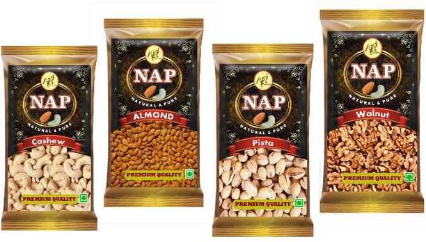 Nap Dry Fruit Combo pack of 600GM Pistachios, Walnuts, Almonds, Cashews (4 x 150 g) Cashews, Almonds, Walnuts, Pistachios