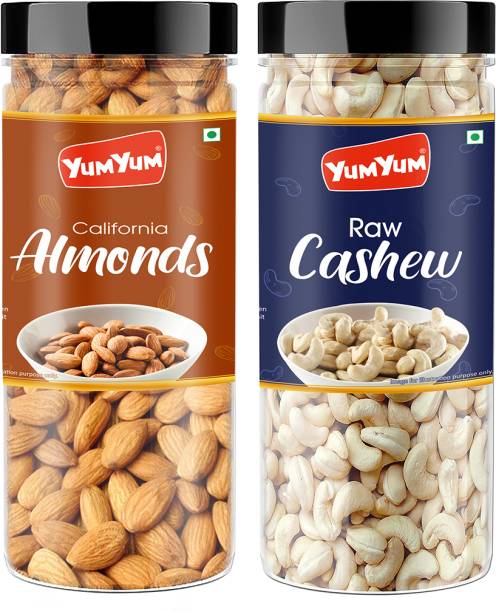 YUM YUM Premium California Almond (150g) and Cashew Nut (150g) 300g Dry Fruits Combo Pack- Almonds, Cashews